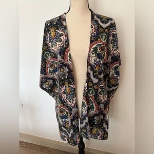 La Ropas  kimono jacket floral multi color open front SZ 1X